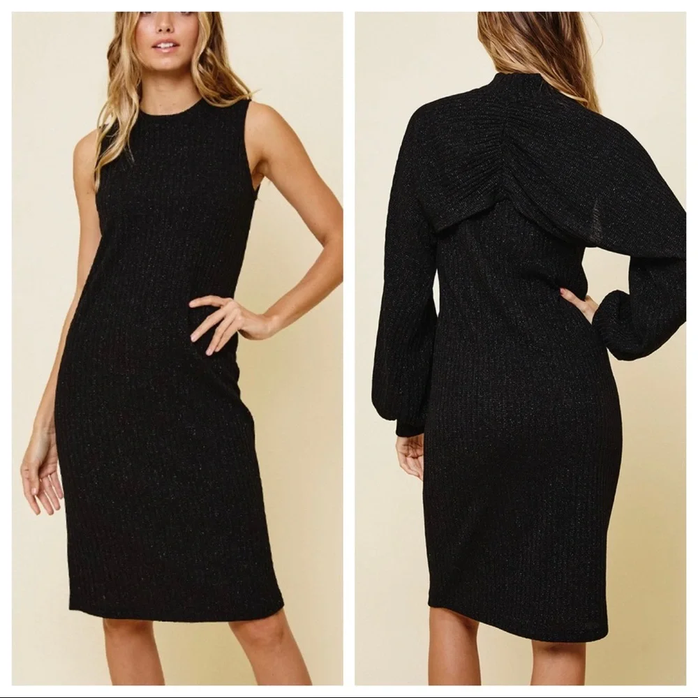 Sleeveless Dress with Ribbed Turtleneck Bolero
SET - Picture 5 of 5